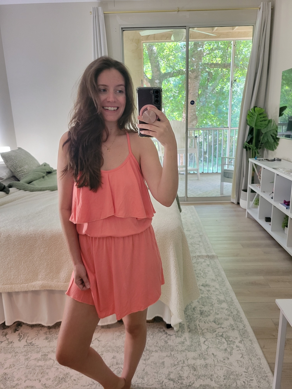 Coral Layered Tank Coverup Dress